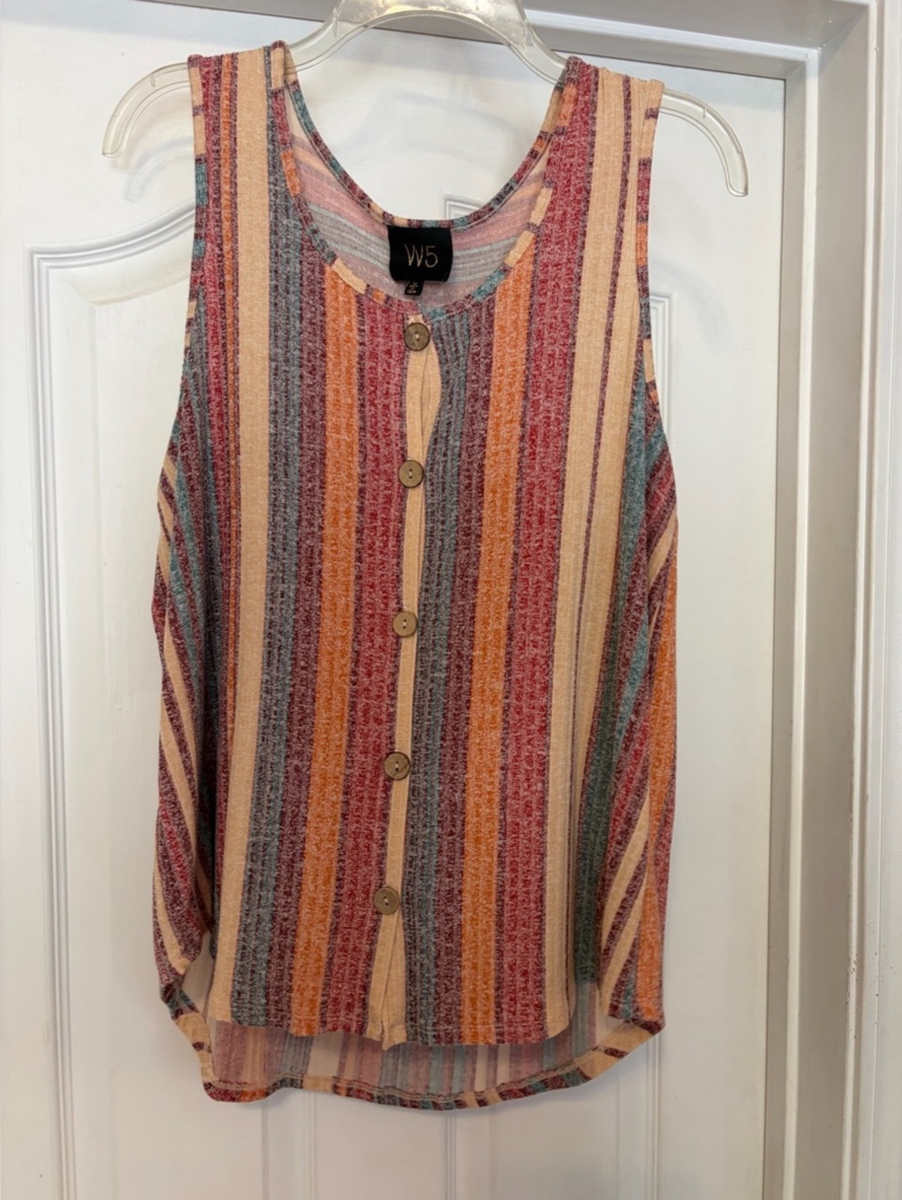 W5 Concepts Striped Button Front Tank Top in Multicolor